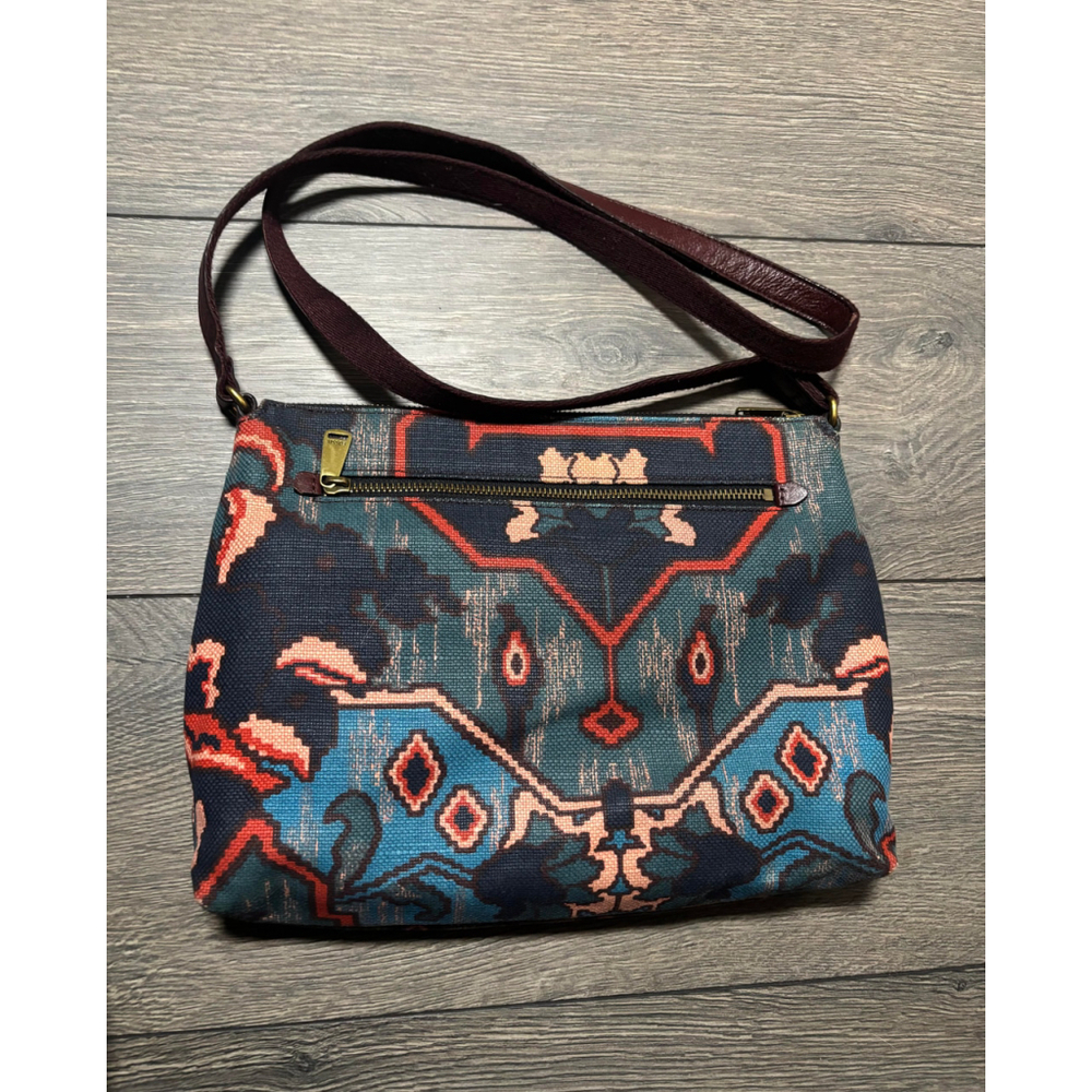 Fossil Kinley Crossbody Bag Boho Print Canvas Leather Multi Textile Burgundy OS - Picture 7 of 16